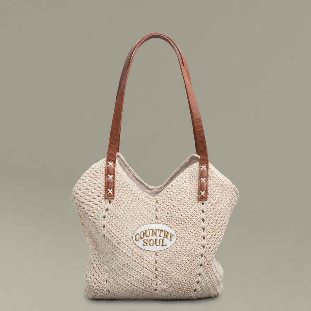 Country Soul Crocheted Hobo Bag — Oval Patch